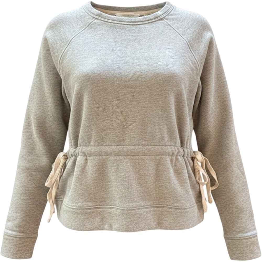Athleta Studio Cinch Sweatshirt Womens Medium Gray Crewneck Long Sleeve Pullover